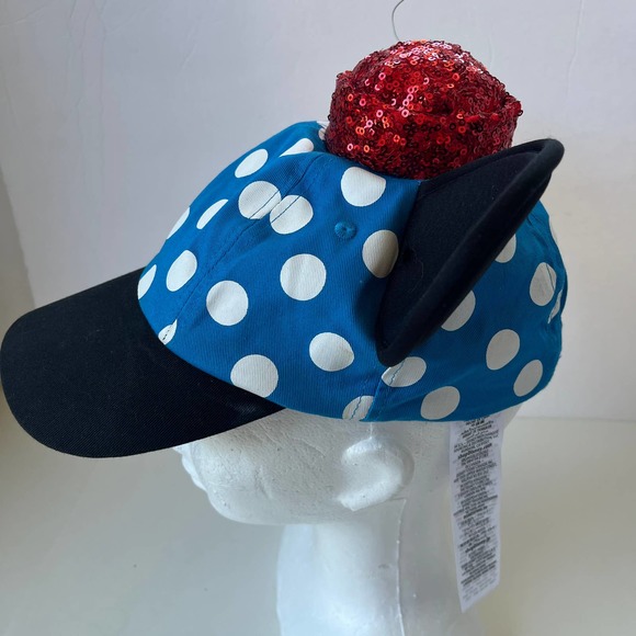 Disney Blue and Black Polka Dot Minnie Mouse Hat - Picture 5 of 10
